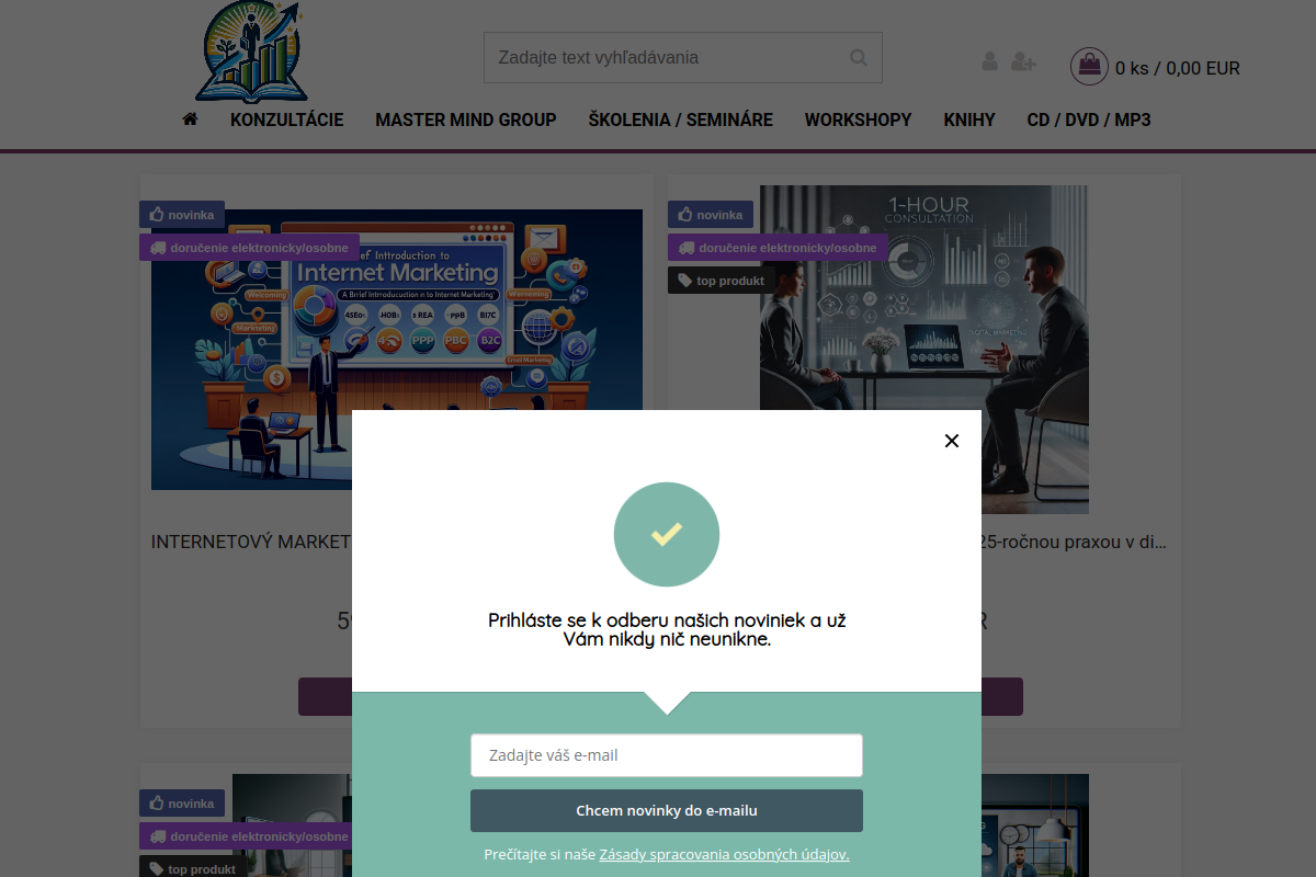 Náhľad webu OsobnýRozvoj.sk – knihy, školenia a workshopy pre osobný rast