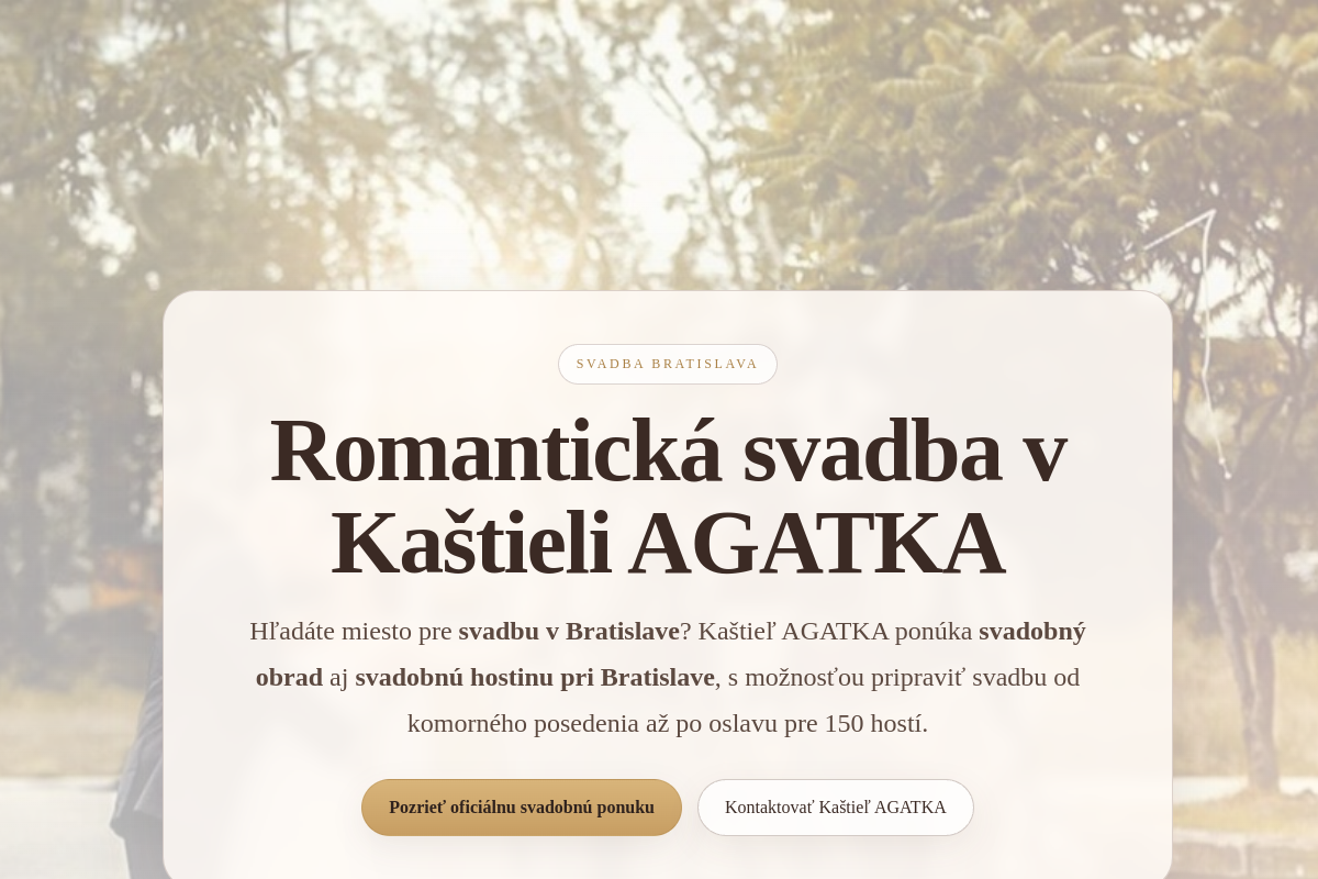 Náhľad webu Svadba Bratislava – svadobné priestory v kaštieli pri Bratislave